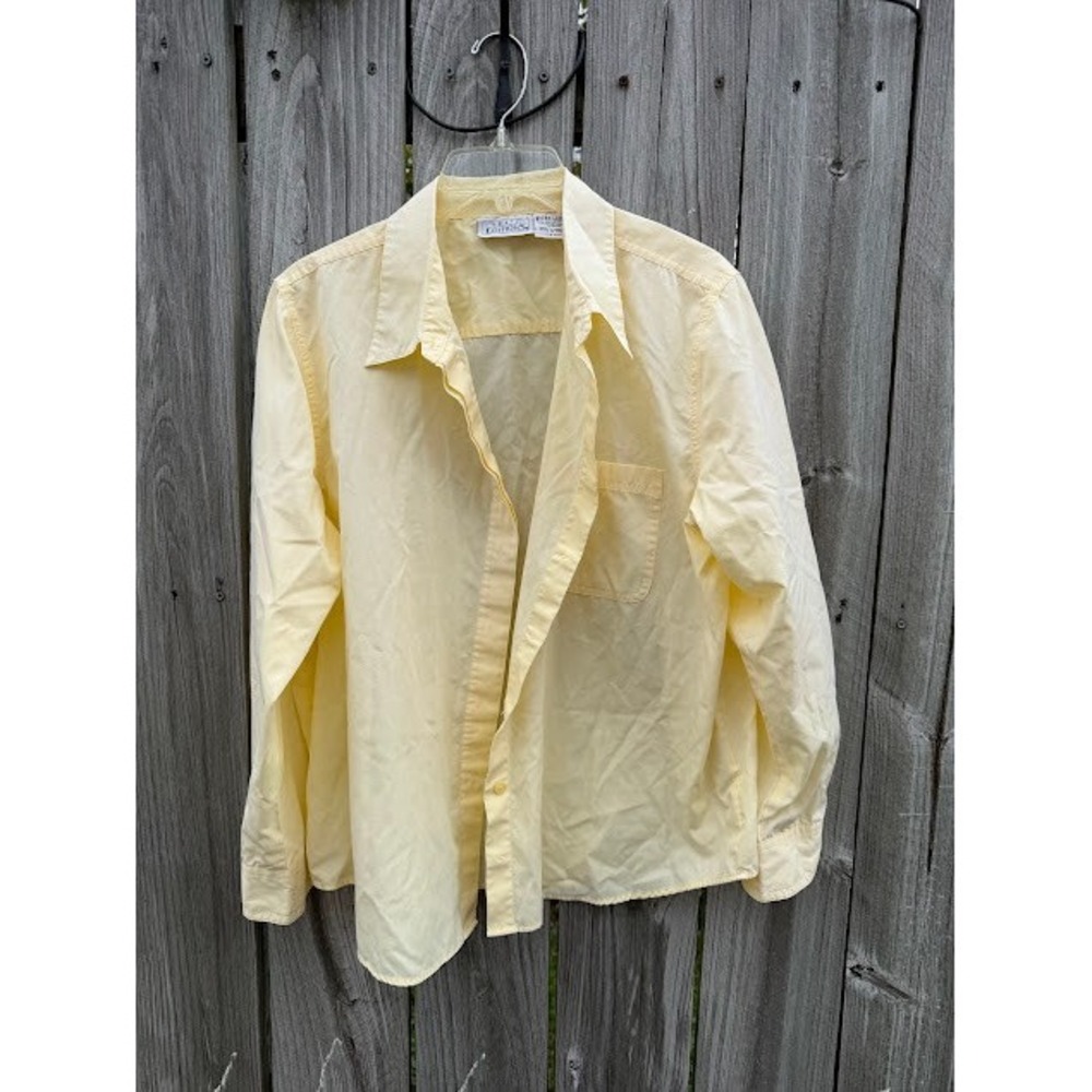 Preppy Pastel Basic Editions Button Down Shirt XL Yellow Long Sleeve Classic